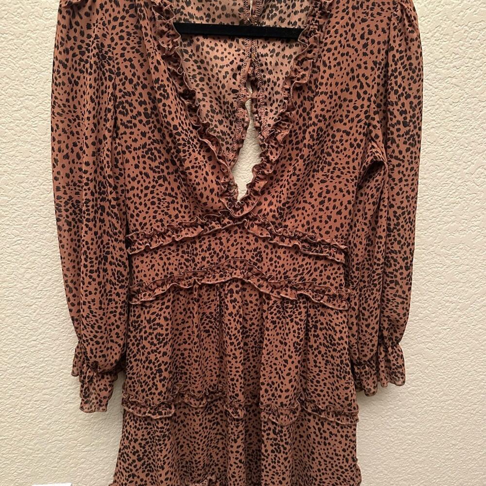 Leopard Print Ruffle Dress - Picture 3 of 8